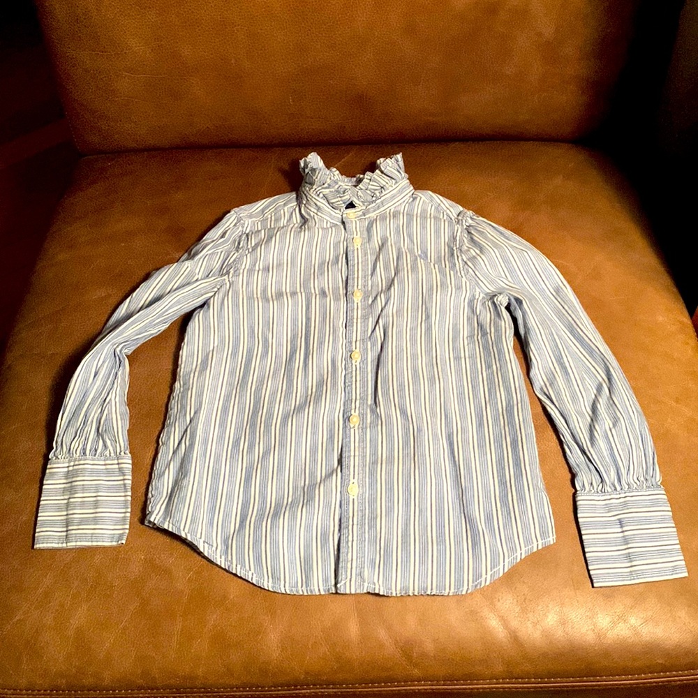 Ralph Lauren Girls Victorian Collar Long Sleeve Button Blouse